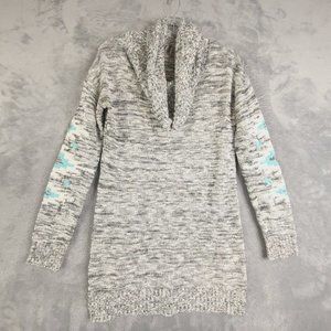Vanity Womens Sweater Cowl Crew Neck Crew Hem Knit‎ Marled Black White Blue M